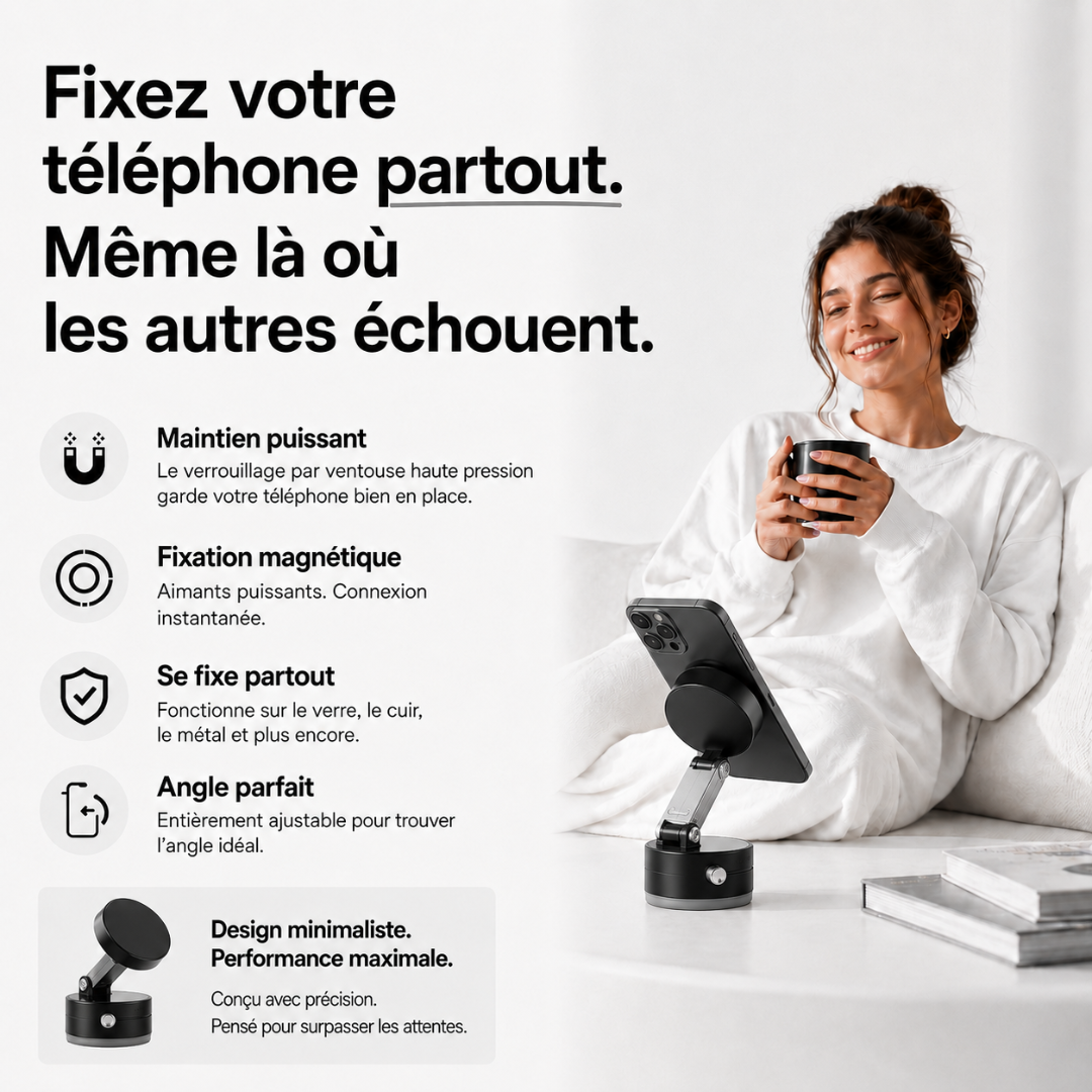 Avalanche™ — Support magnétique à ventouse ultra-stable