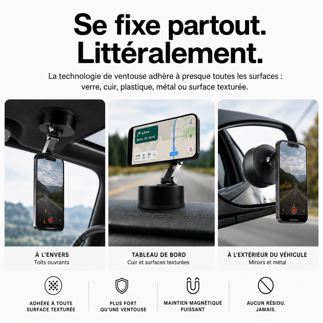 Avalanche™ — Support magnétique à ventouse ultra-stable